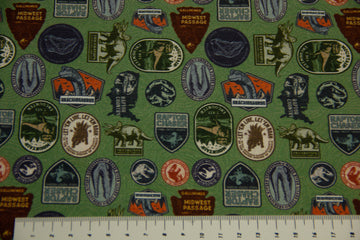 Baumwollwebware, Jurassic Park, grün, 0,5 m